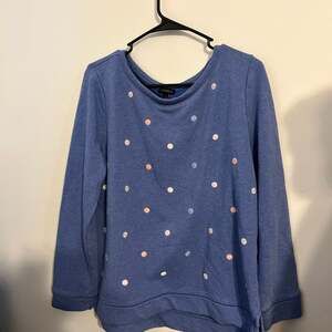 Talbots Embroidered Colorful Polka Dot Cotton Blend Sweatshirt Large